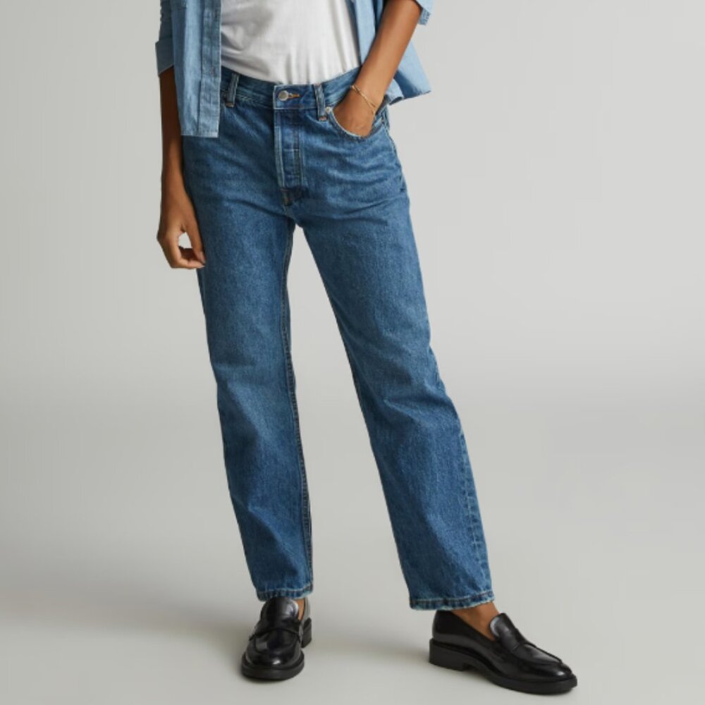 Everlane The Rigid Slouch Jean, Washed Indigo, Size 27